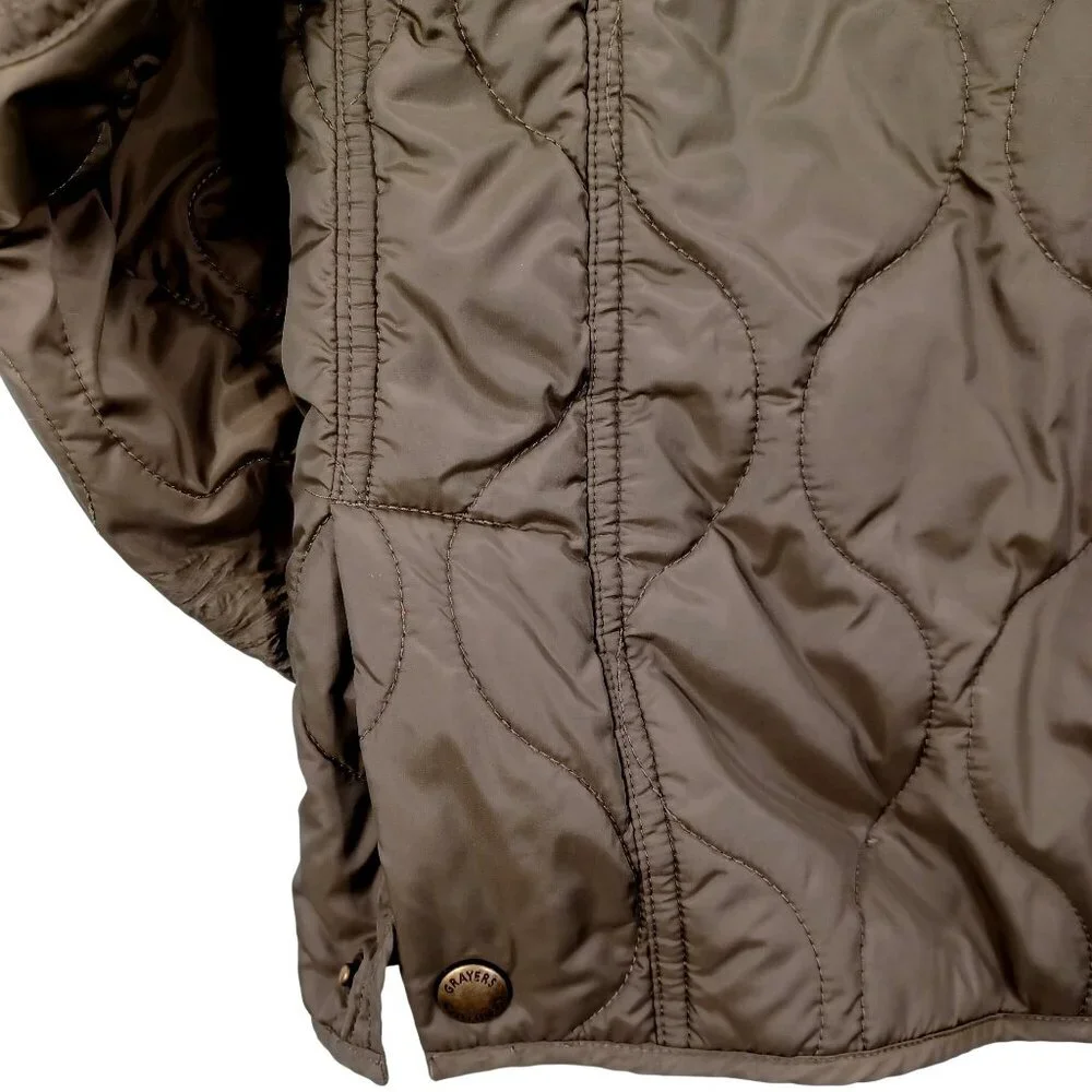 Chore Coat Grayers Andrew Quilted Jacket Mens Large Olive Green Corduroy Collar - Picture 14 of 16